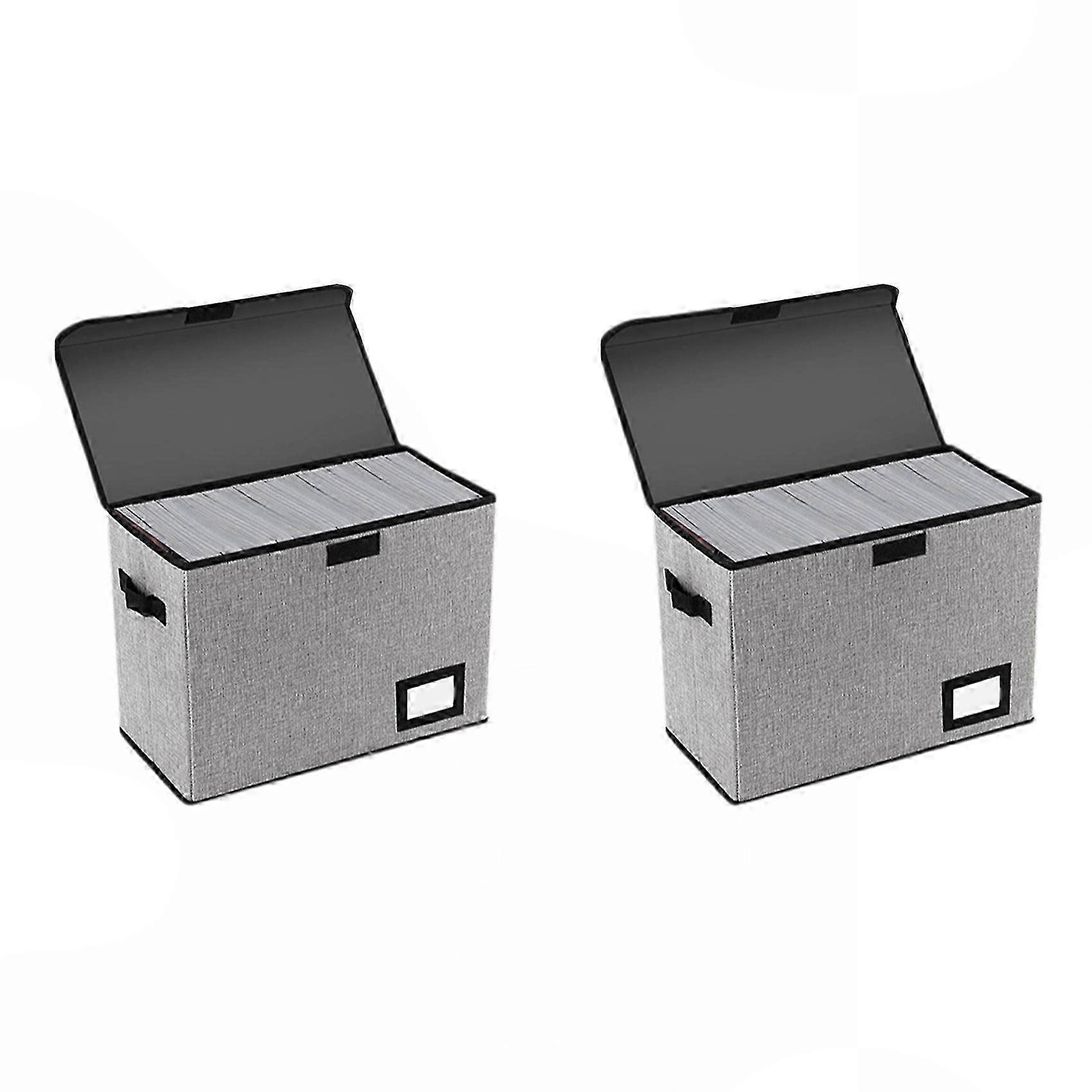 2-Pack Comic Book Storage Boxes, Foldable with Lid, Holds 150 Comics, Gray