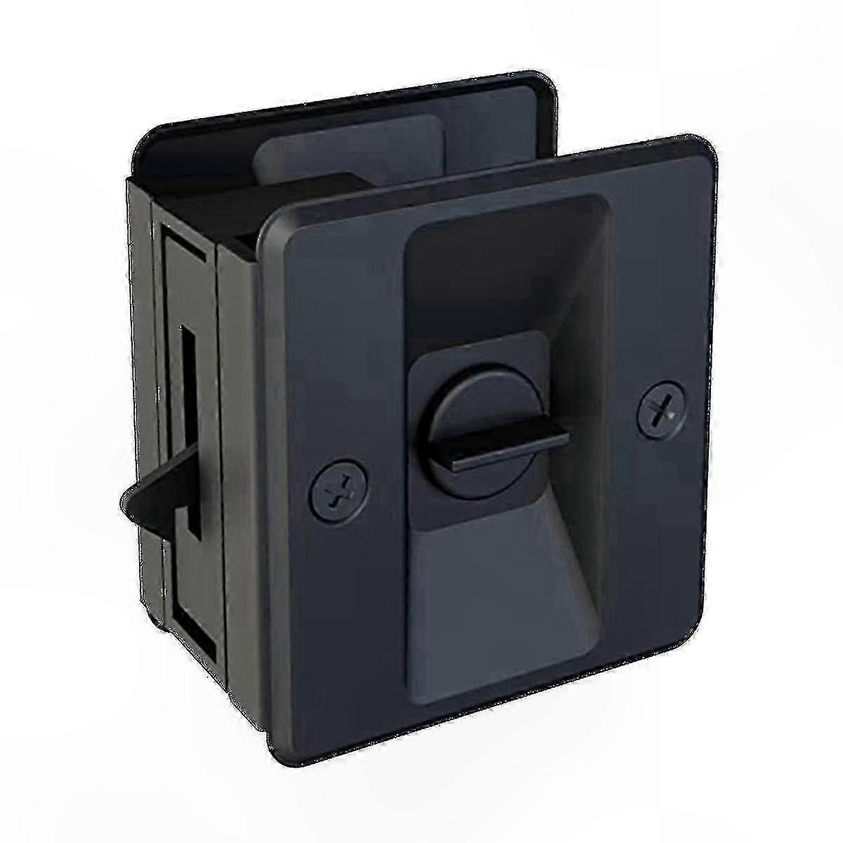 Pocket Door Lock with Pull Handle for Simple Installation, Black Finish Hardware