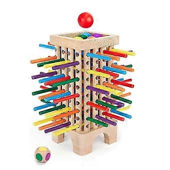 Wooden Stick Tower Game with 42 Sticks 6 Balls 1 Die Fine Motor Skills Math Learning for Kids 3+