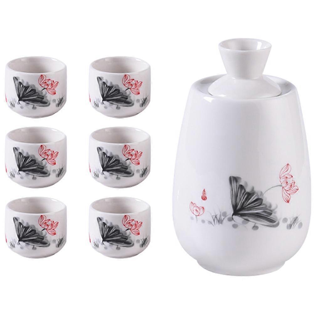 Ceramic Sake Bottle Saki Cups for Serving 1Set Bar