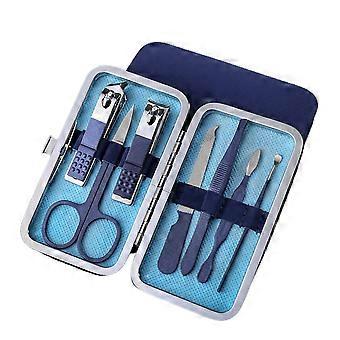 Manicure Set 18pcs Cool Blue Stainless Steel Nail Clippers Kit for Travel and Professional Use