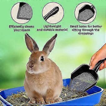 Black Plastic Rabbit Litter Scoop, 12"x5"x2", Deep Scatterproof Sides, Pointed Edge, Ergonomic Handle-bhkj