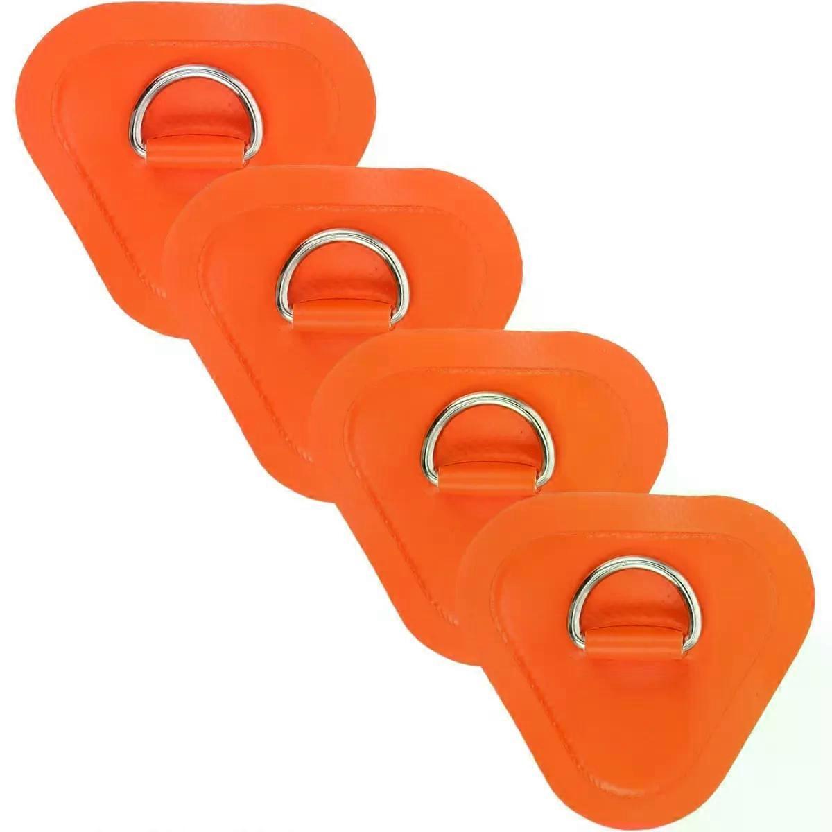 4pcs Triangle D Ring Patch for Paddle Boards and Dinghies, Orange PVC