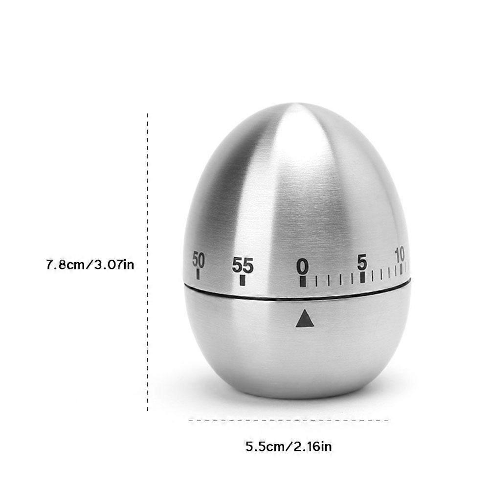 Stainless Steel Egg Shape Kitchen Timer Mechanical Drive Count Down Kitchen Timer