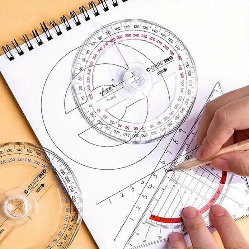 2 pcs 360° Protractor Protactors Plastic Protractor Math Protractors Clear Protractor Ruler Drafting Tools Circle Protractor.