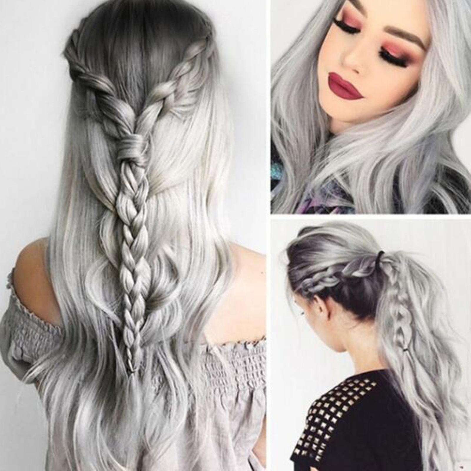 Women's Grayish Gradient Medium Length Curly Wig