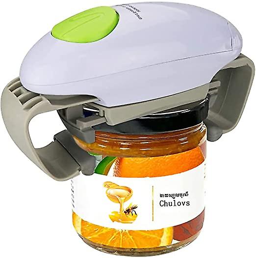 Electric Jar Opener - Strong and Sturdy Kitchen Gadget for Sealing Jars - Hands Free Automatic Jar Opener with Less Effort to Open (White)
