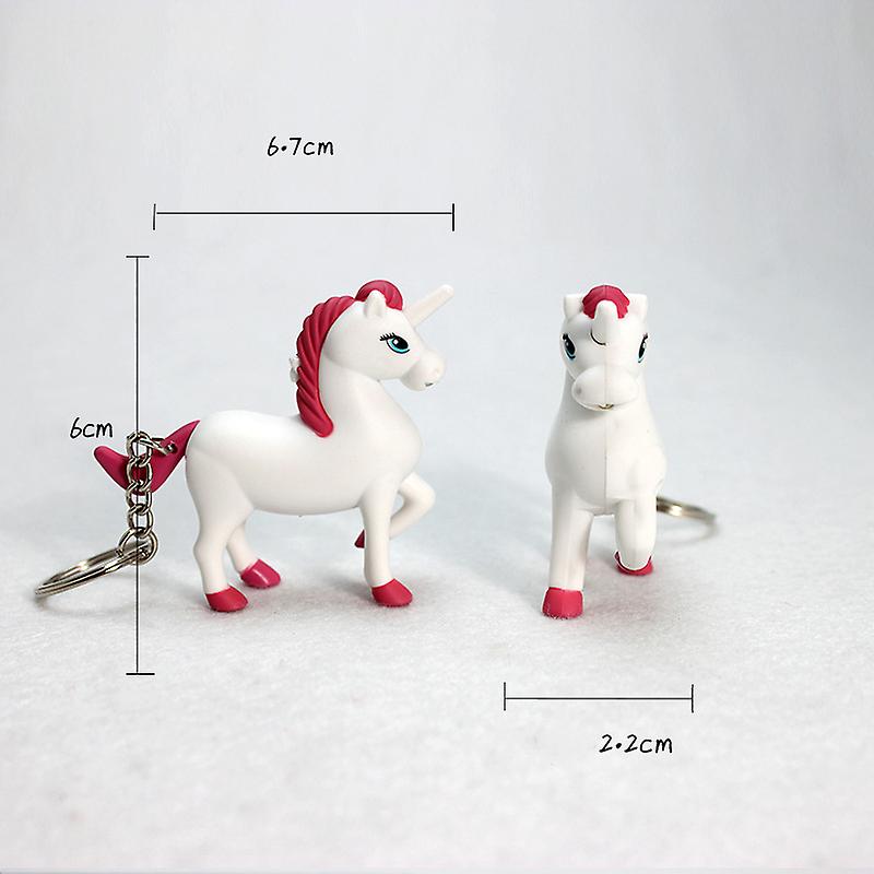 1 Pcs 3d White Unicorn Led Light Keyring With Sound For Children Kids Toys Gift Lovely Cartoon Horse Keychain Key Chains