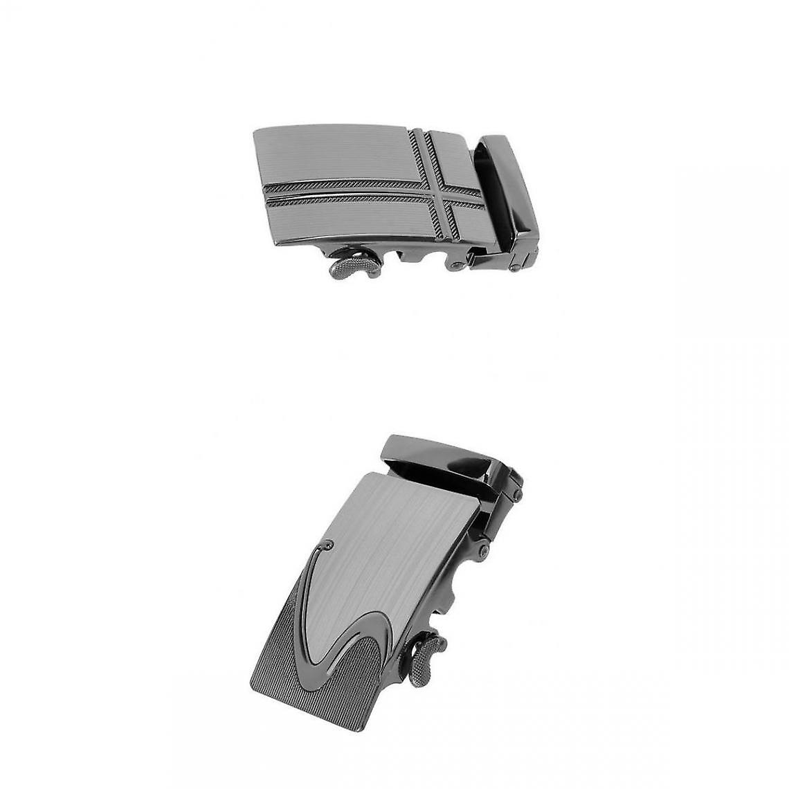 Men's 2x Metal Auto Buckle Ratchet Belt Buckle, 40mm Width, Silver