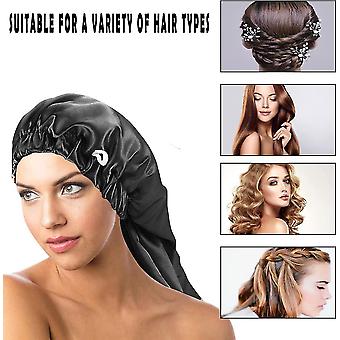 4 Stück Satin-Schlafhauben - Für Lockiges Haar, 32 Cm, Mit Elastischem Band