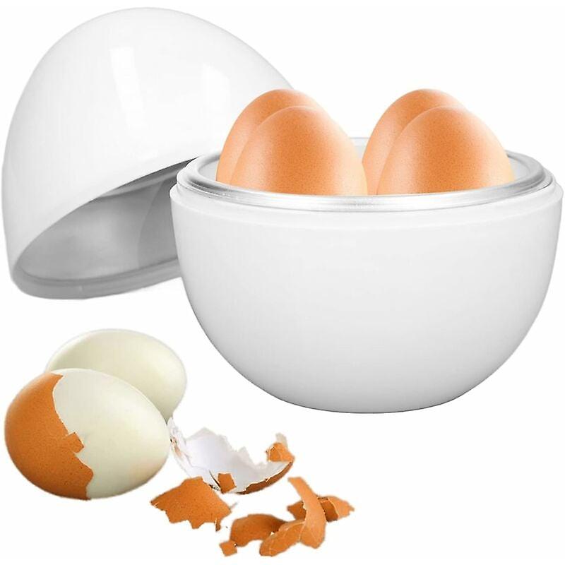 Hard Boiled Egg Boiler,4 Egg Capacity Compact Design ABS Material Egg Shape Microwave Function Egg Boiler for Scrambled Poached Hard Boiled Eggs