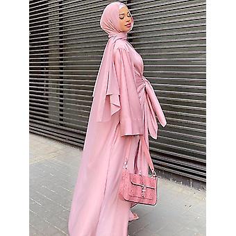 Loriya geleneksel müslüman giyim ve aksesuarları çevre dostu keten Abaya 3 parça