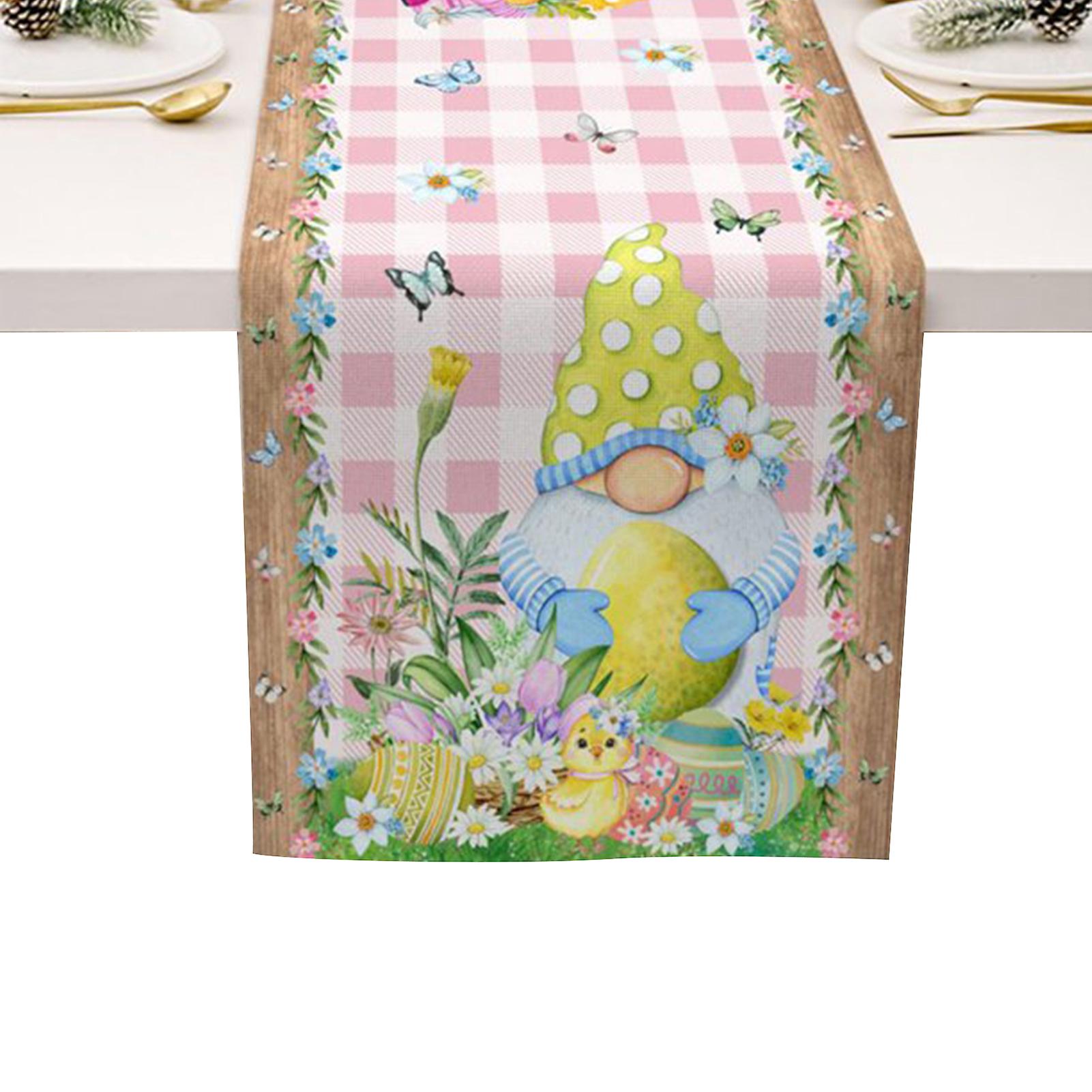 Bunny Easter Table Runner Table Cloth Holiday Table Runners Easter Decoration For Holiday Party Decor