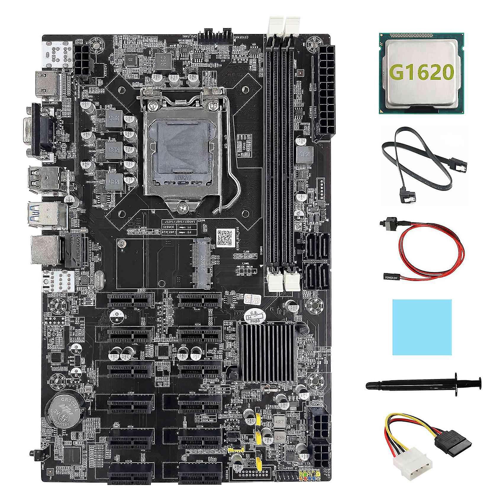 B75 12 Pcie Eth Mboard+g1620 Cpu+4pin Ide To Sata Cable+sata Cable+s Cable+