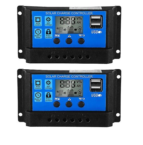 2 Pcs 30a Solar Battery Controller 12v/24v Solar Panel Charge Controller Ground Solar Panel Control