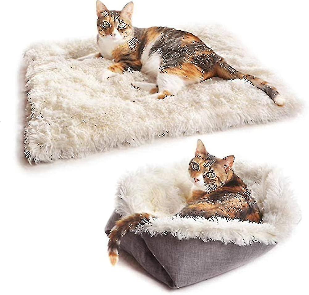 Furry Self Warming Cat Bed Mat For Cats Small Dogs,function 2 In 1 Soft Plush