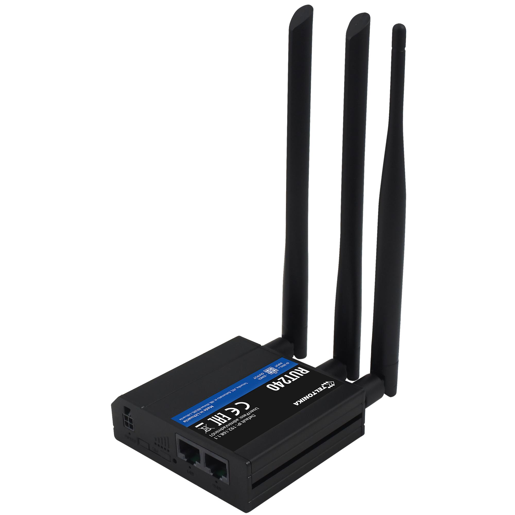 Teltonika Router 4G Industrial - 2 Ethernet ports RJ45 Fast Ethernet - 4G (LTE) Cat 4 to 150Mbps - 1x Digital Input/Output - Wi-Fi 802.11b/g/n 2.4GHz 