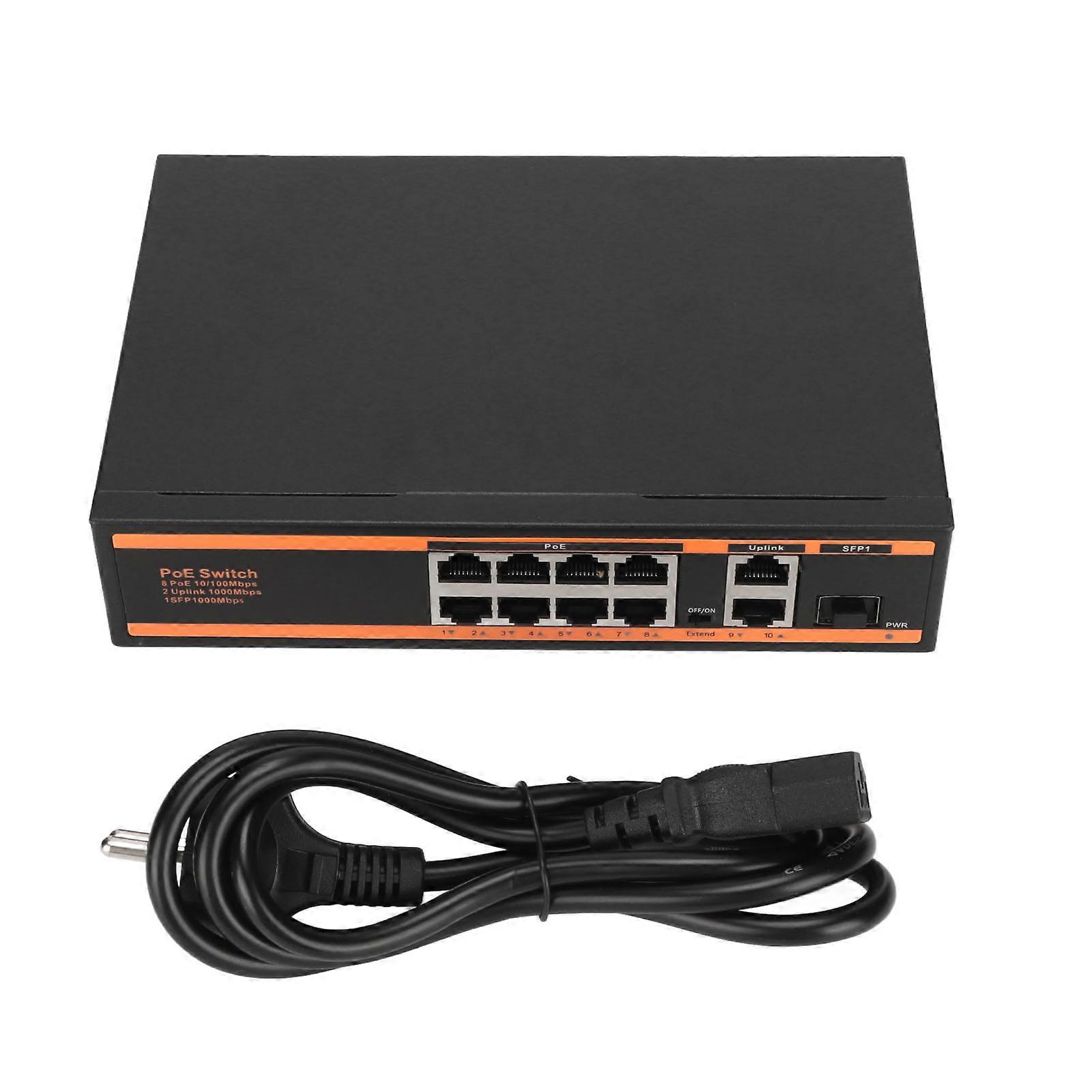 10-Port Gigabit PoE Switch 802.3af Fanless Energy Saving for IP Cameras and NVRs