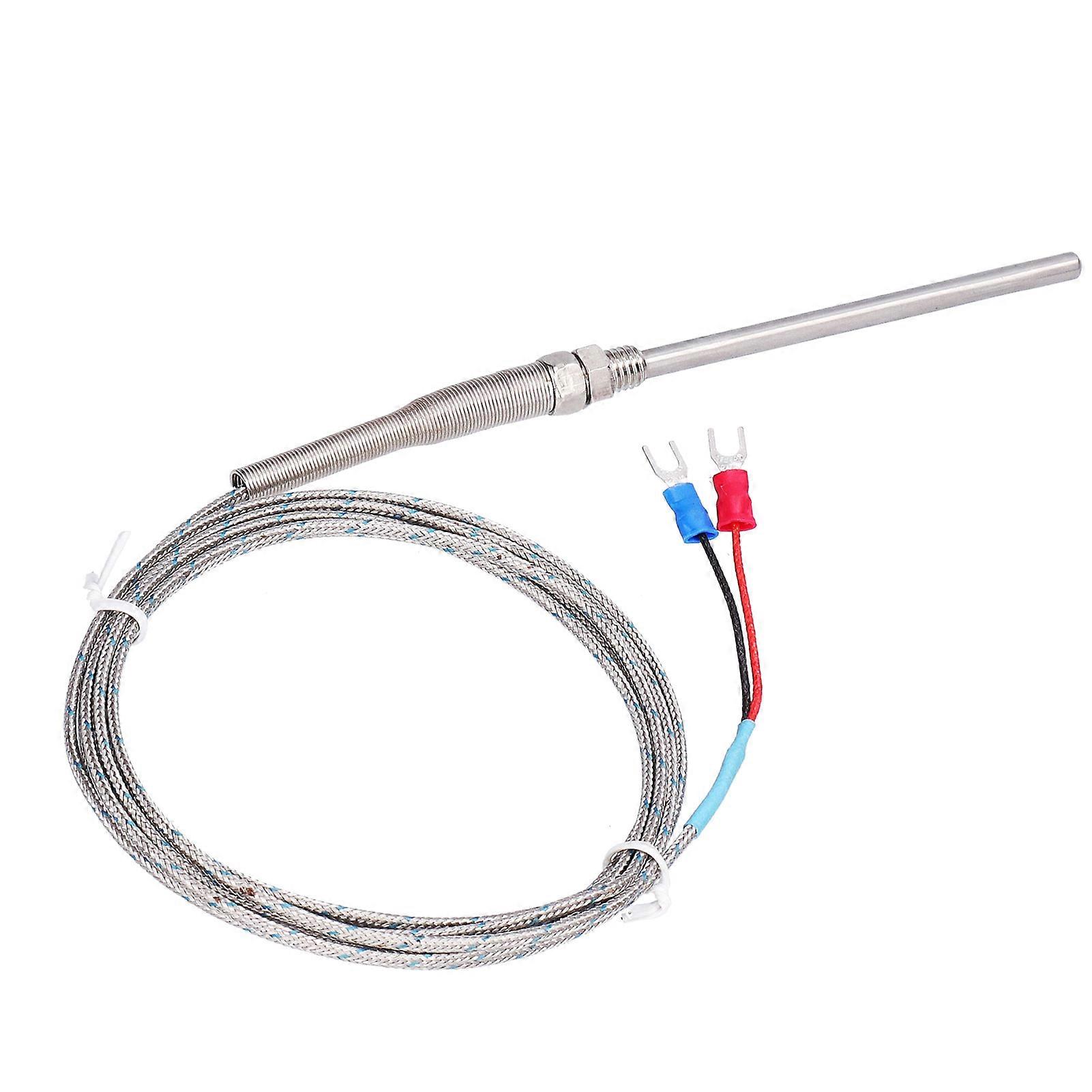 K Type Temp Thermocouple Temperature Sensor Thermal Probe Stainless Steel 0~600℃ WRNT187(Red Black Line Type 3 Meter)