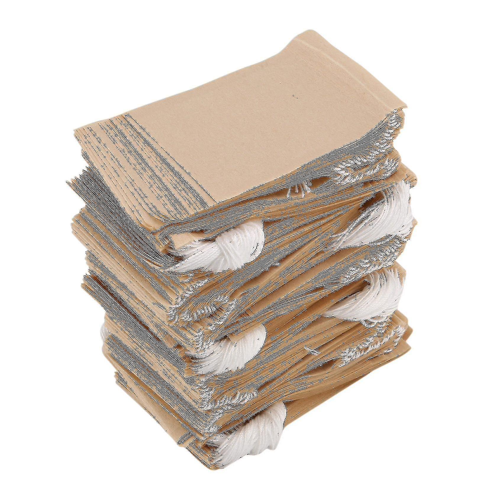 500パックティーフィルターバッグ、ルーズリーフティー、コーヒー(天然湯)用の巾着付き使い捨て紙ティーバッグ