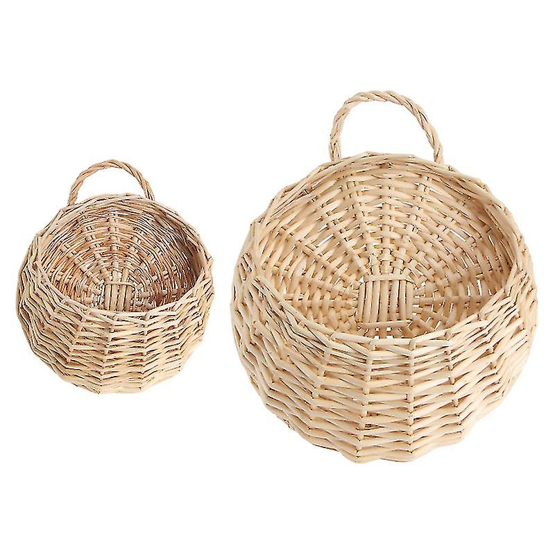 2pcs Rattan Hanging Wall Basket
