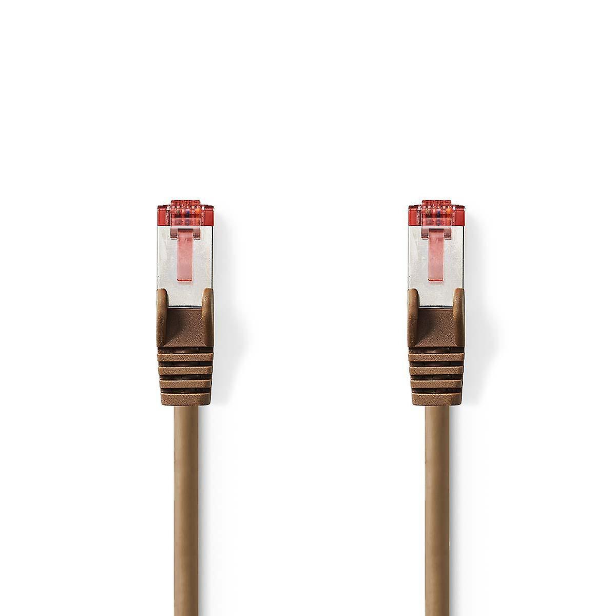 Síťový kabel CAT6 | RJ45 samec | RJ45 samec | S/FTP | 7,50 m | Kulatý | LSZH | Hnědá | Plastový sáček