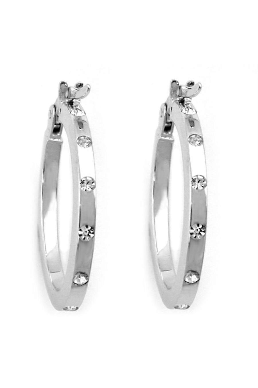 Earring Hoop Oval Zirconias Silver 925 - Gl91543