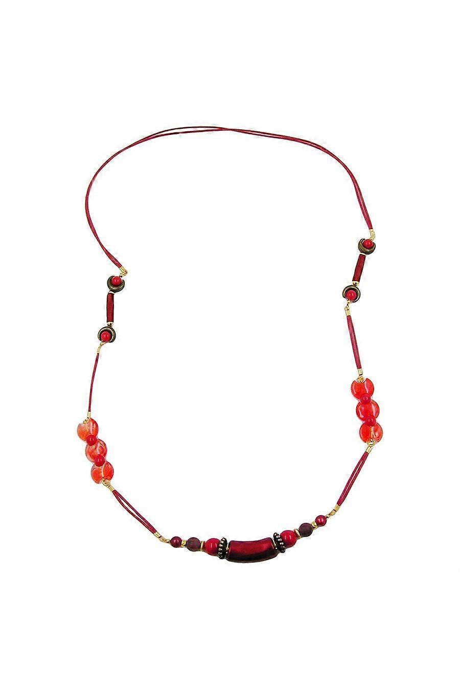 Necklace Beads Red Shiny 100cm - Gl01184
