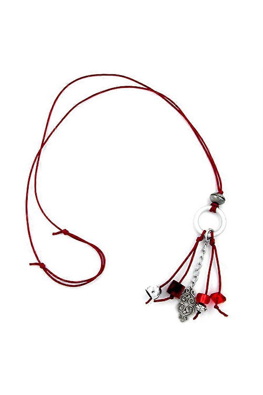 Necklace Red( Silver-grey Beads - Gl02753