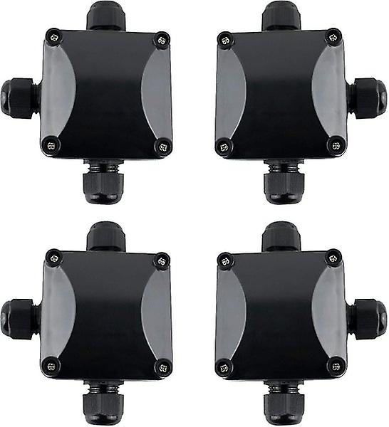 Waterproof Junction Box IP66 with 3 External Cables - Black