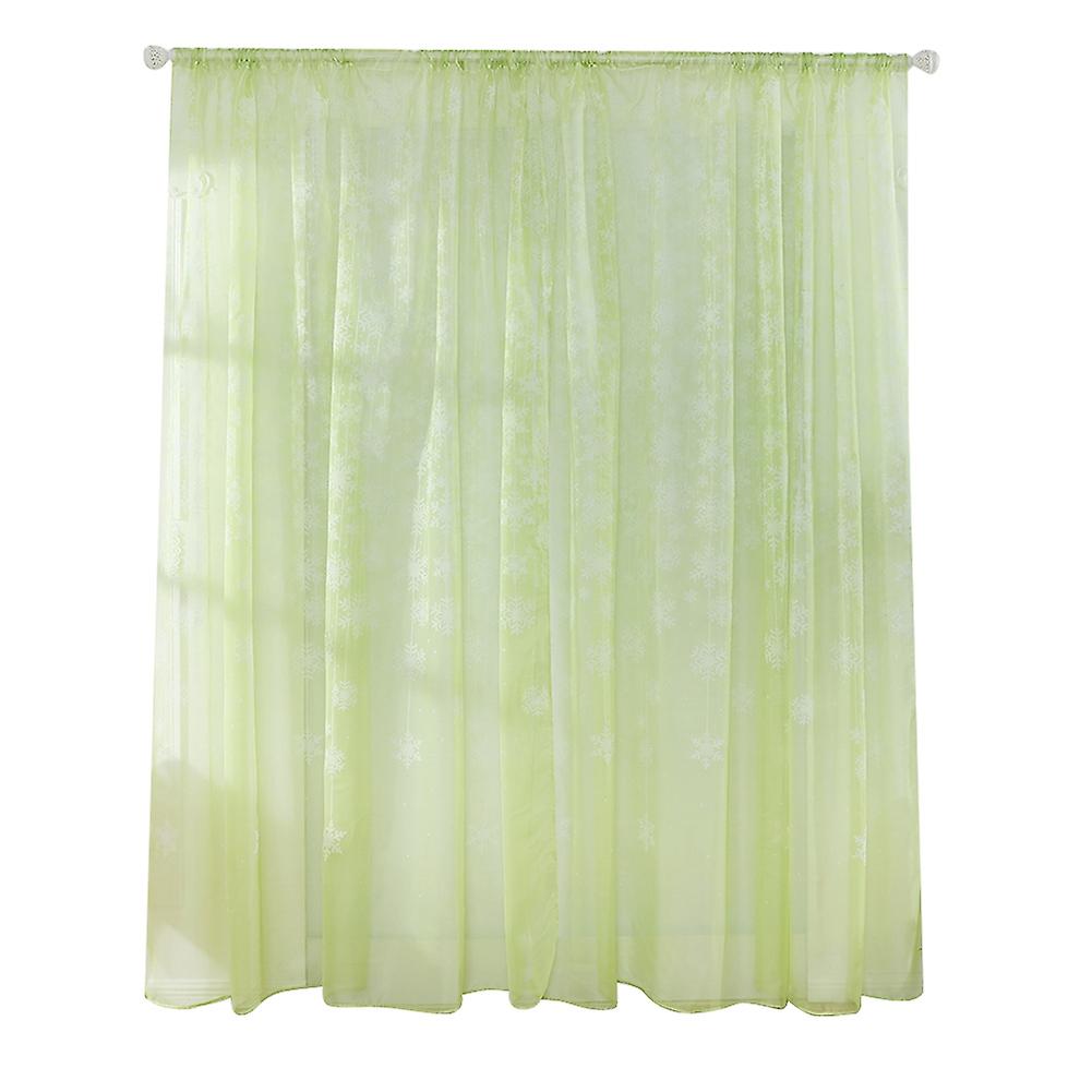 Snowflake Pattern Transparent Printed Window Curtain Voile Sheer Panels for Bedroom Living RoomFruit Green