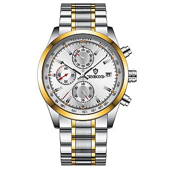 BINBOND B6022 Quartz Watch Inter-Gold-White