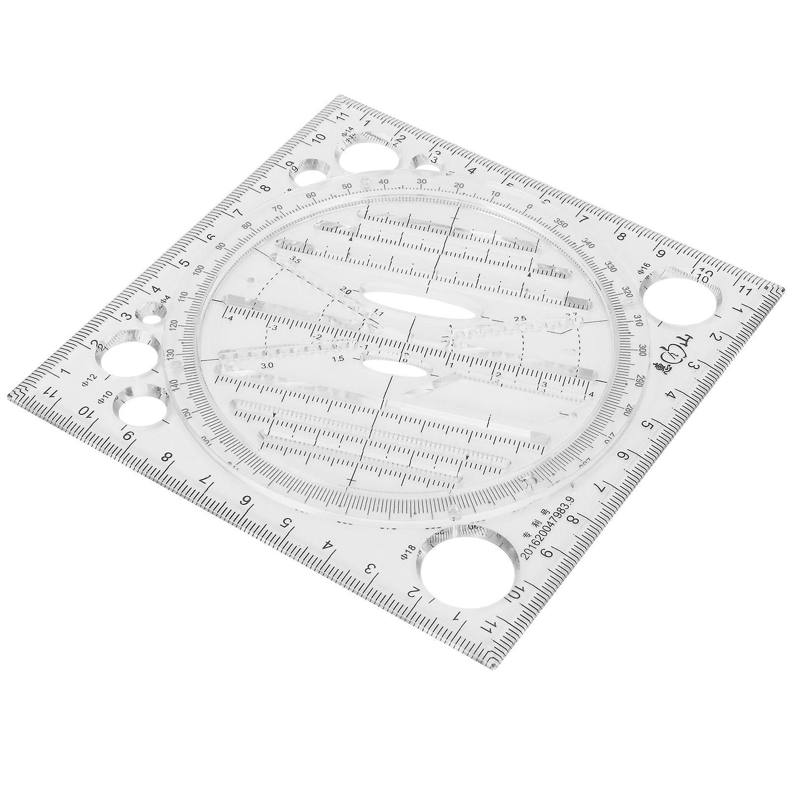 Multi Function Drawing Ruler Acrylic Art Design Woodworking Template Ruler Carpenter Tool