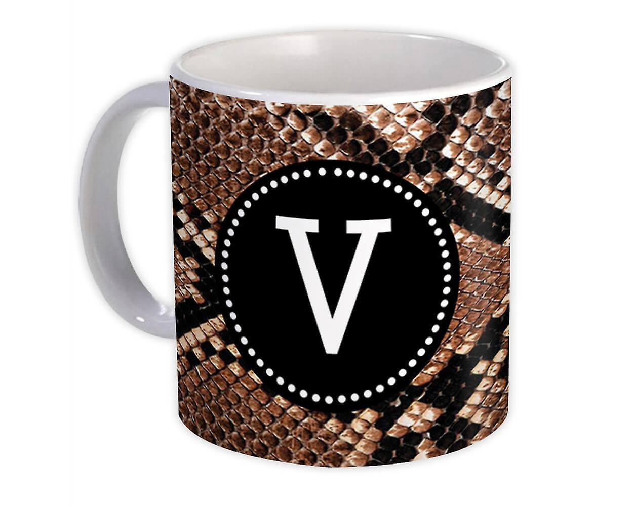 Gift Mug: Monogram Letter V Snake
