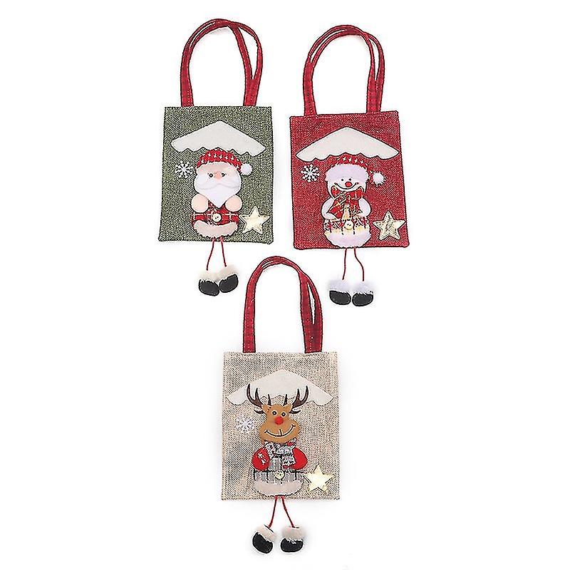 Canvas Christmas Gift Bags A, 3pcs Christmas Paper Bags with Handles Christmas Gift Bags with Christ