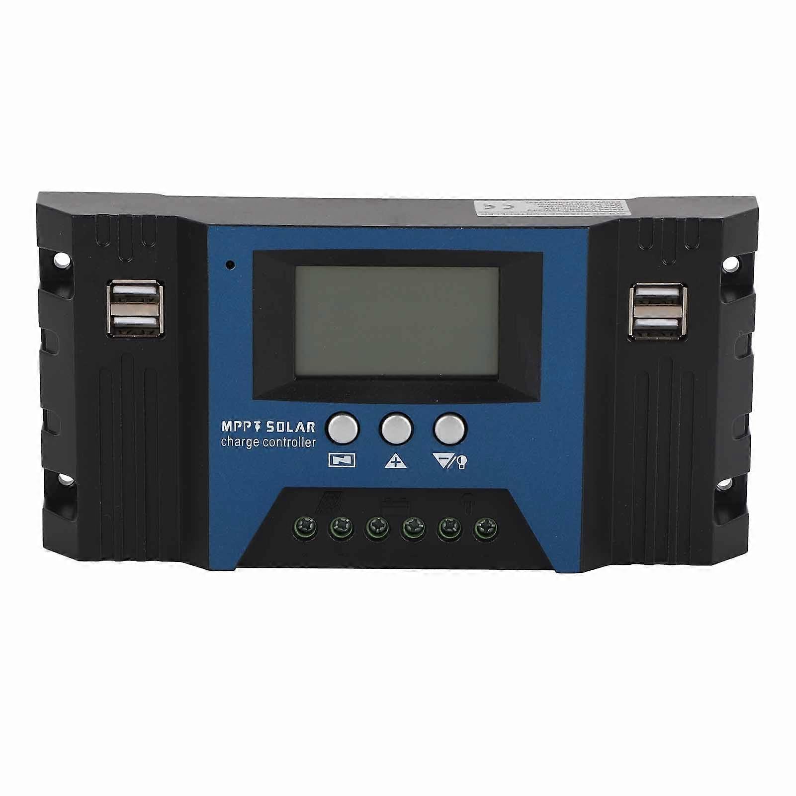 12V 24V Solar Charge Controller Regulator 4 USB Ports 5V 2.5A Parameter Adjustable LCD Display for Home RV Boat 50A E2U813