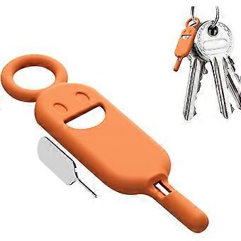 Anti-Lost Card Eject Pin, Mobile Phone SIM Card Tray Opener Key Ring Pendant, Secure Ejector Pin Tool - Orange