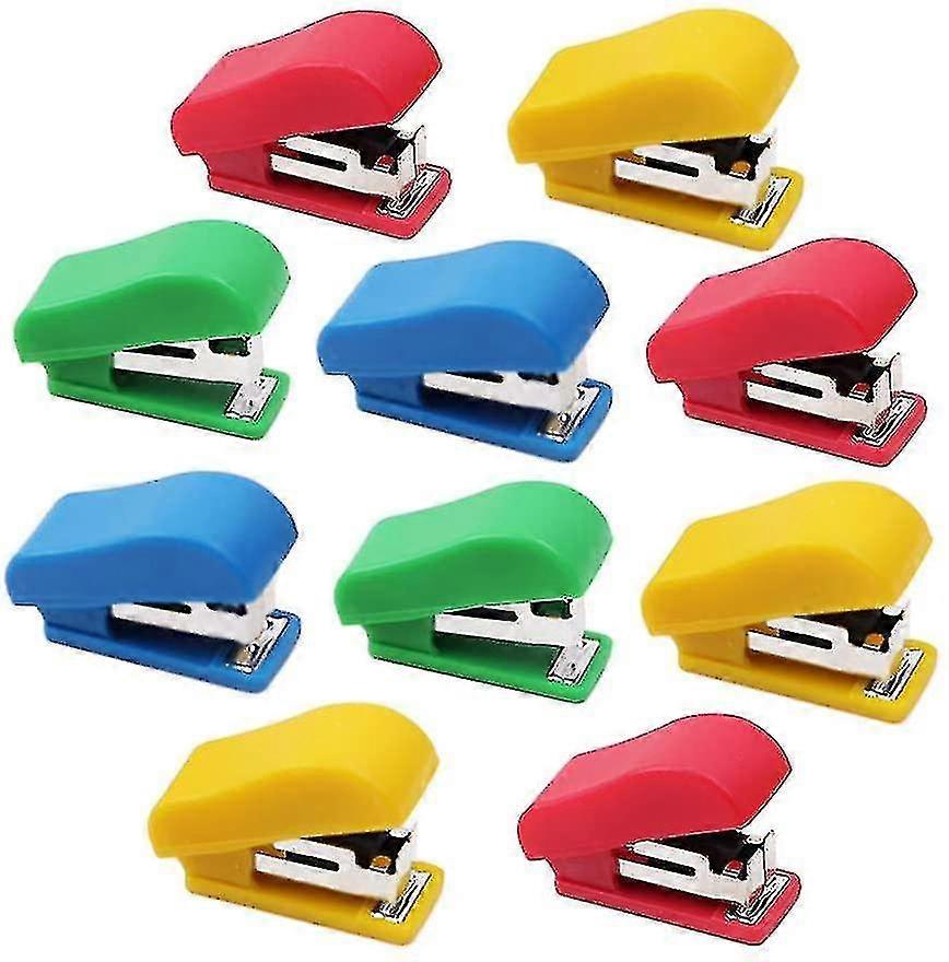 10 Set Mini Office Stapler With 10# Staples, Small Hand Stapler Portable Desktop Stapler Student Staplerrandom Color