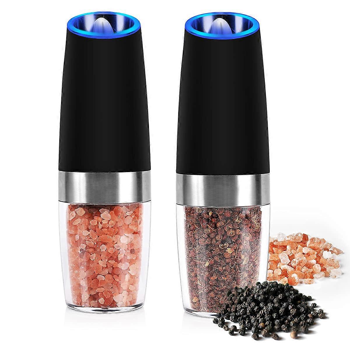 Gravity Electric Pepper Grinder Set, Salt and Pepper Mill Set(Black)