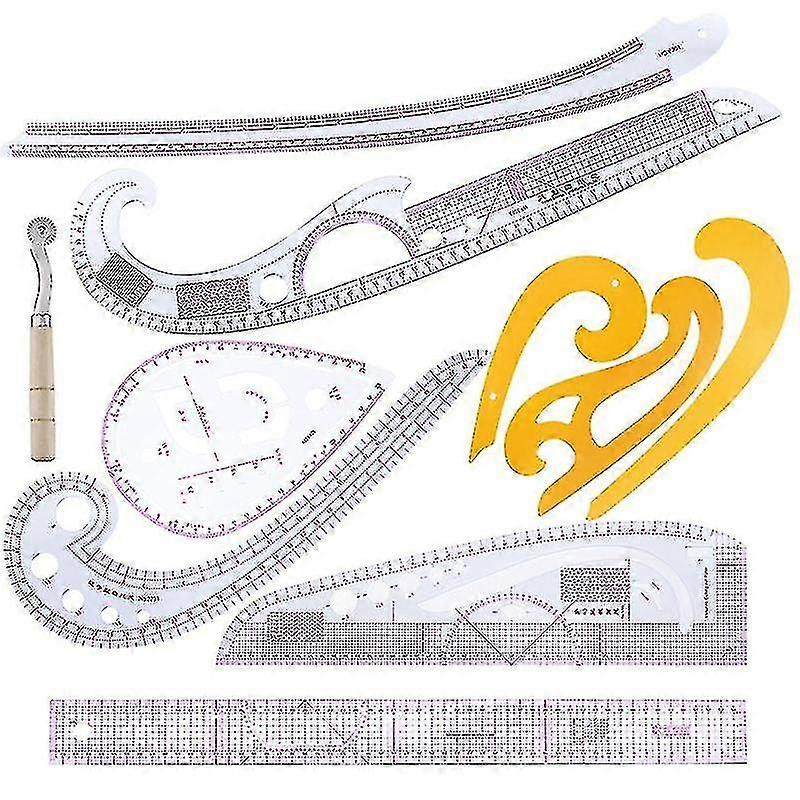 8pcs Plastic Measure Pattern Grading Rulers Stick Pattern Design Dressmaking Tailor Sewing Ruler Su