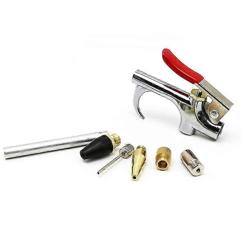 Compressor Air Gun High Pressure Air Blow Gun Light Air Blower Gun Air Compressor Blow Gun Set Silicone Nozzle For Air Compressor 7pcs, Silver)