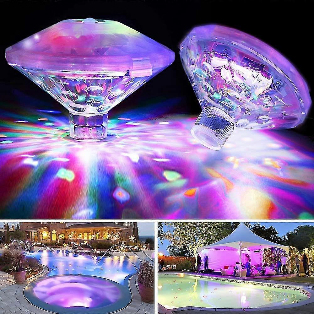 2pcs Color Floating Pool Light, Disco Bath Light, Led Submersible Lights With 8 Modes, Ip67 Led Pool Light, Led Underwater Light For Bathroom, Swimmin