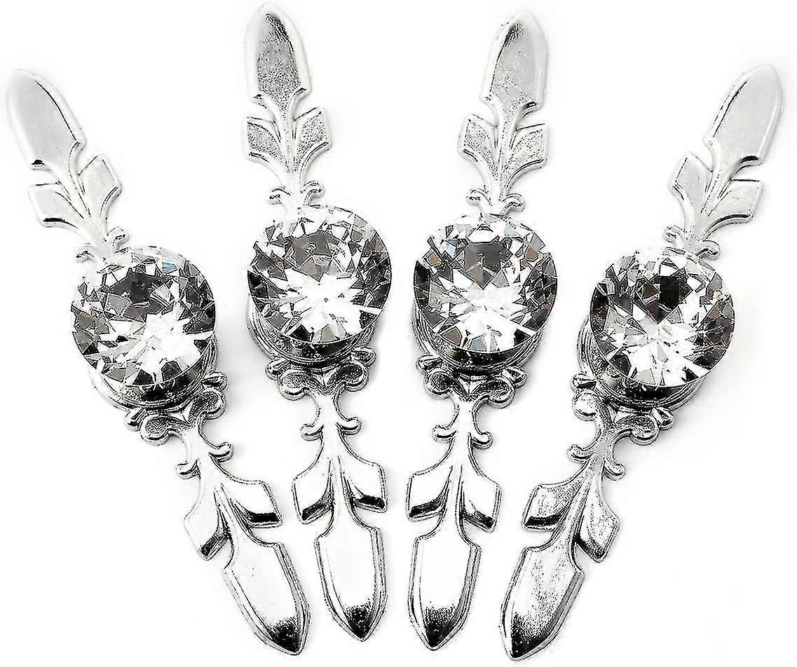 4 Pack Crystal Drawer Knobs With Silver Plate
