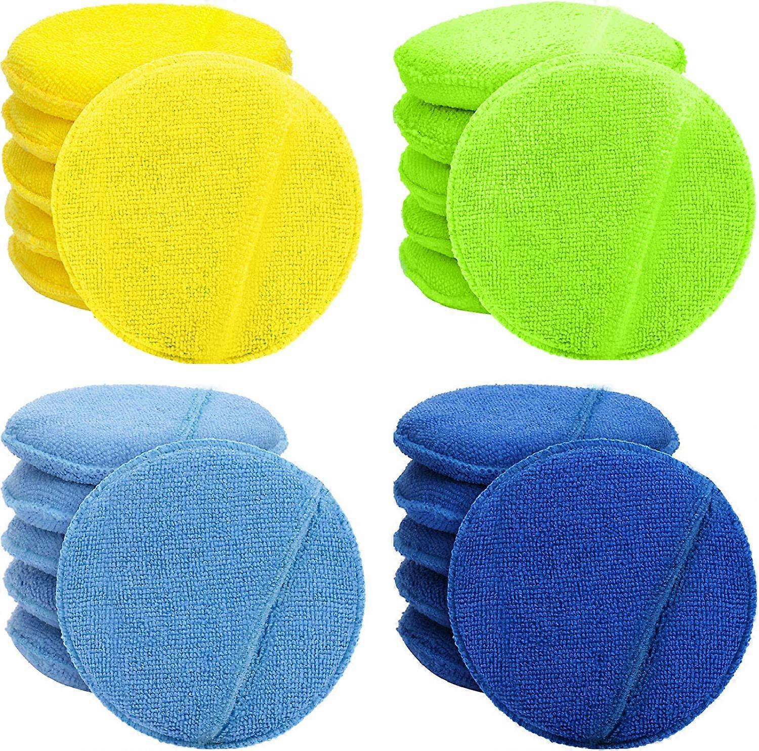 20 Pieces 5 Inch Microfiber Wax Applicator with Finger Pocket, Microfiber Round