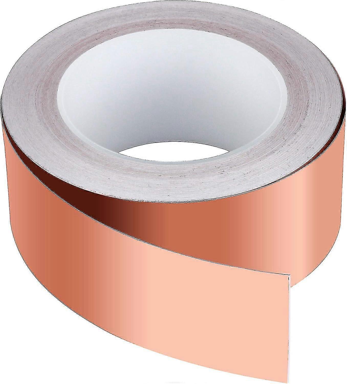 شريط نحاسي 50 م × 50 مم ، شريط لاصق من رقائق النحاس الممتاز شريط لاصق EMC Shielding لتدريع Emi ، الحرف اليدوية ، طارد سبيكة ، ريبا الكهربائية
