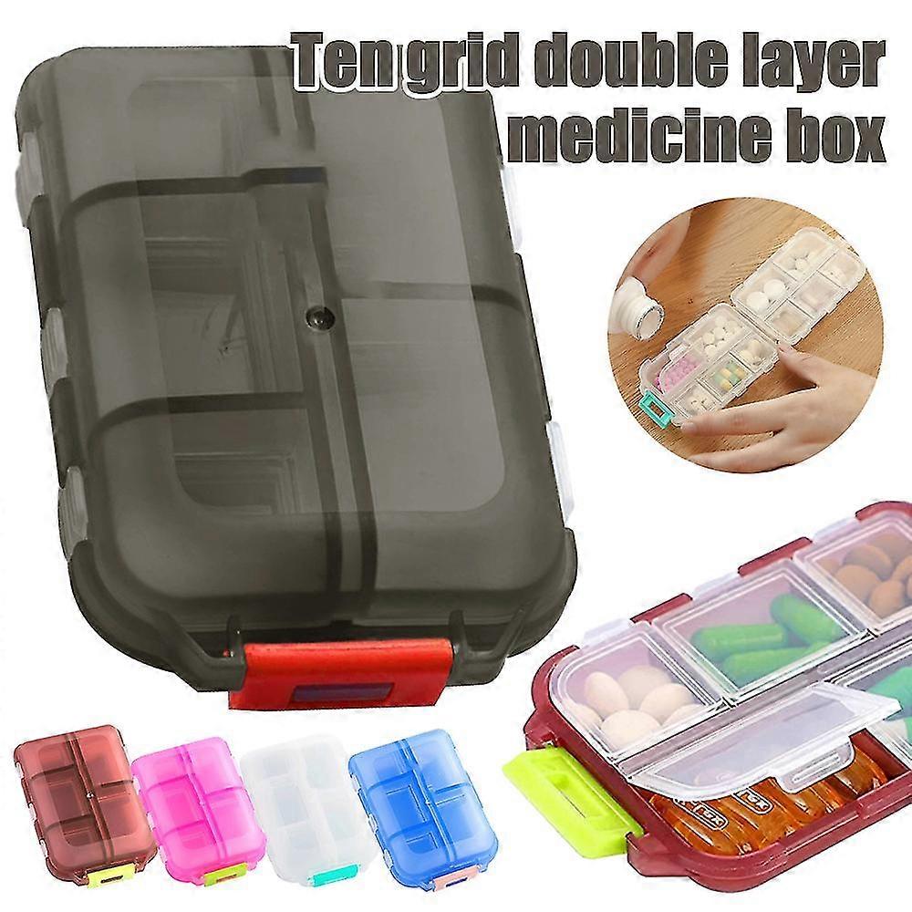 Travel Pill Organizer Box, Portable Pill Case, Pill Box Dispenser, With 10 Compartments For Different Medicines