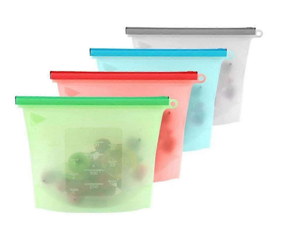 food silicone reusable ziplock 4pcs leakproof freezer