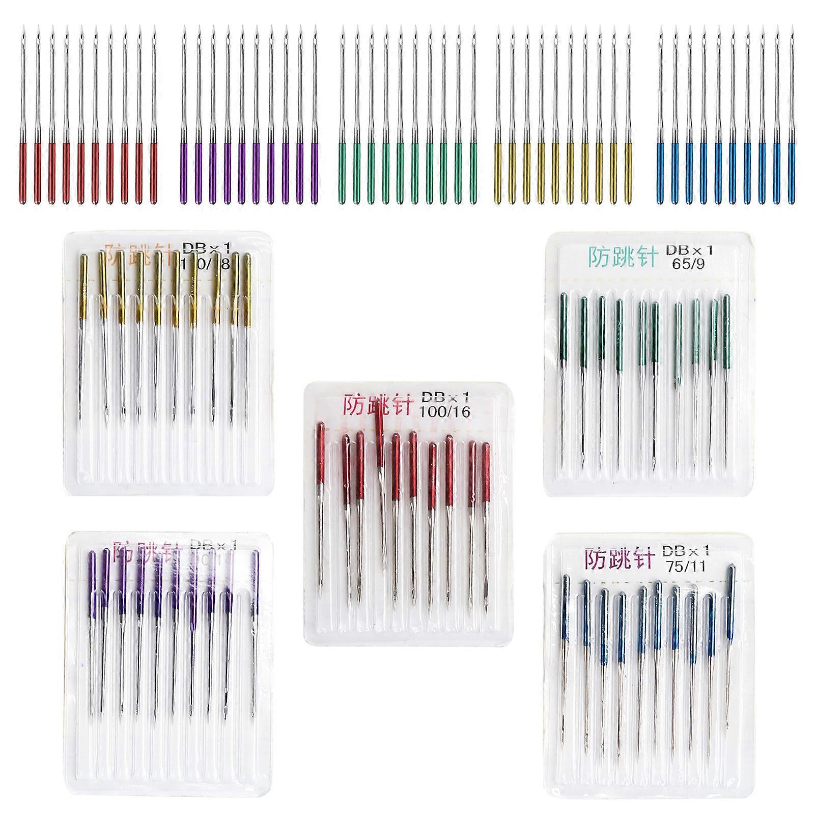 50 Pcs Machine Aiguille Couleur Tige AntiJumping Point Fil Alliage Couture Aiguille Remplacement