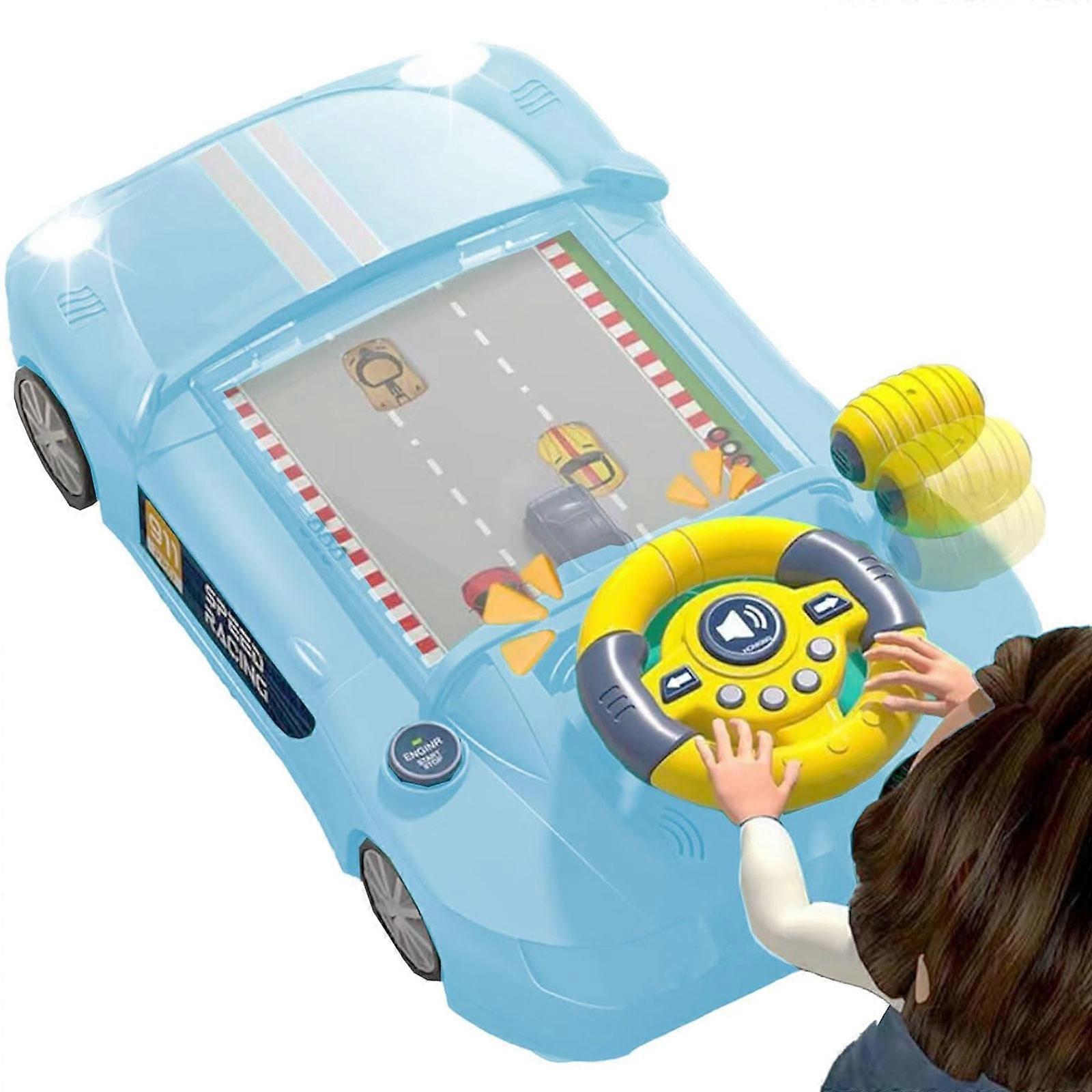 Electric Simulation Steering Wheel Toys, 20 Levels Challenges, Emulator Car with Music and LED Lights, Driving Racing Games