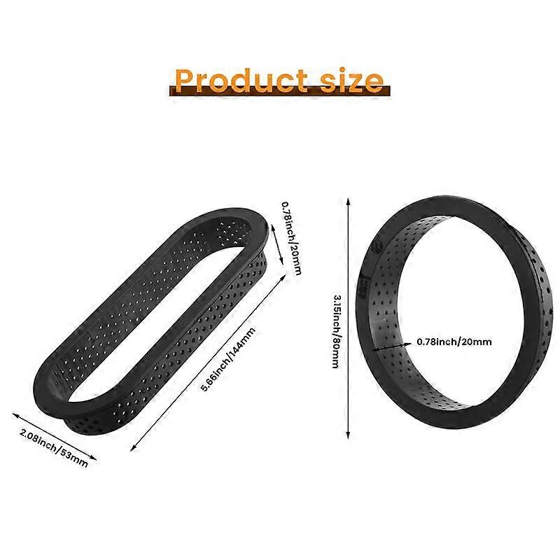 8 Pcs Round & Oval Tart Rings Heat-Resistant Perforated Cake Mousse Ring Non Stick Bakeware Mini Ca